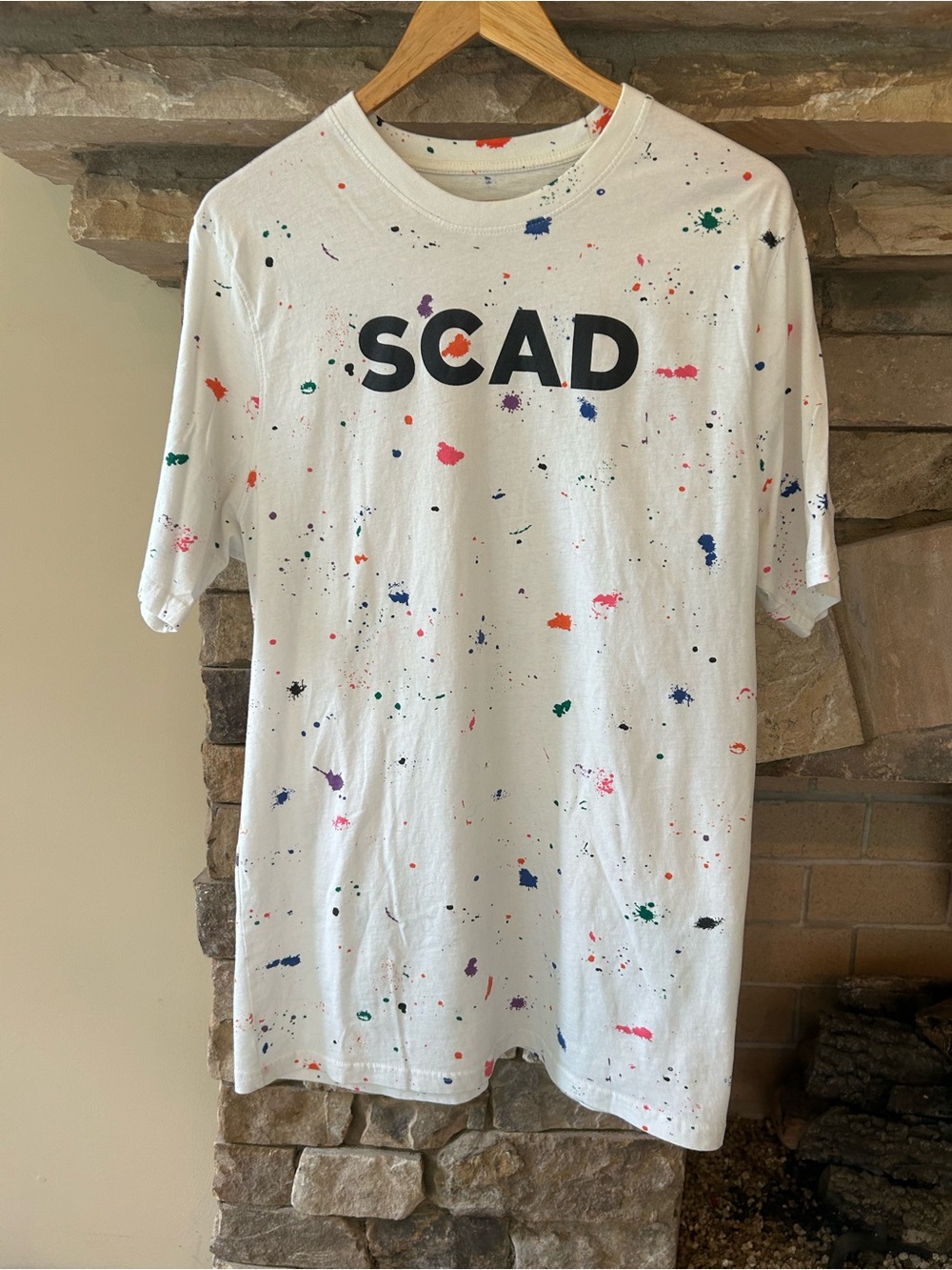 Champion White Crewneck with Multicolor Paint Splatter
